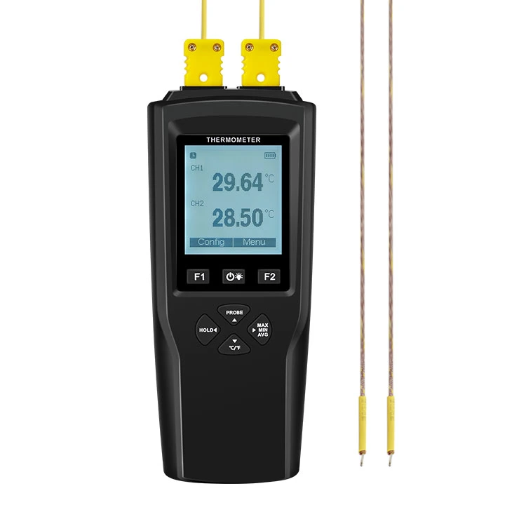 Yet-620L Digital LCD K-Type Probe Double Channels High Accuracy Temp Measuring Thermocouple Thermometer