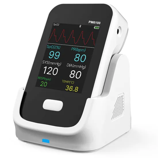 Berry PM6100A Multi Parâmetro Monitor de Paciente Barato Pressão Arterial Sp02 Pr Frequência de Pulso Portátil Ios Android com Suporte de Carregamento de Mesa