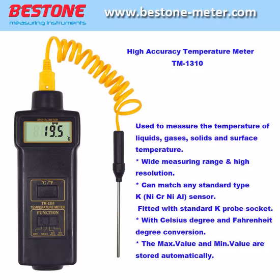 Termômetro digital, testador de medidor de temperatura para líquidos, gases e sólidos